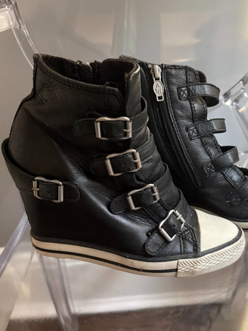 ASH United Buckled Wedge Sneakers/Boots in Black EU37 / US 7 / US6.5 - Picture 2 of 6